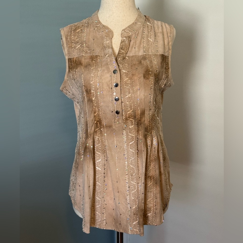 Westport Shimmering Brown Sleeveless Blouse
